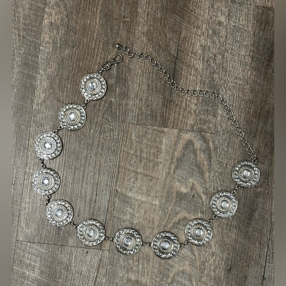 Silver Medallion Crystal Adorned Chain Belt For Women Boho, Western, Cowgirl - Picture 9 of 15